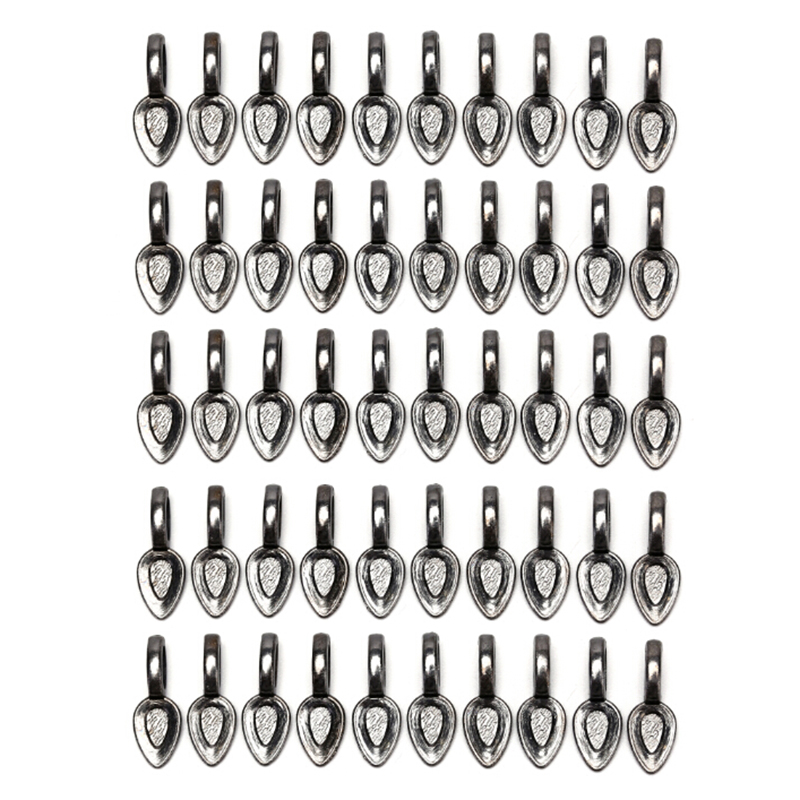 50pcs Glue On Flat Pad Bails Pendants Charms Connector Jewelry Making 21*8mm Connector Hanger for Jewelry Making: Black