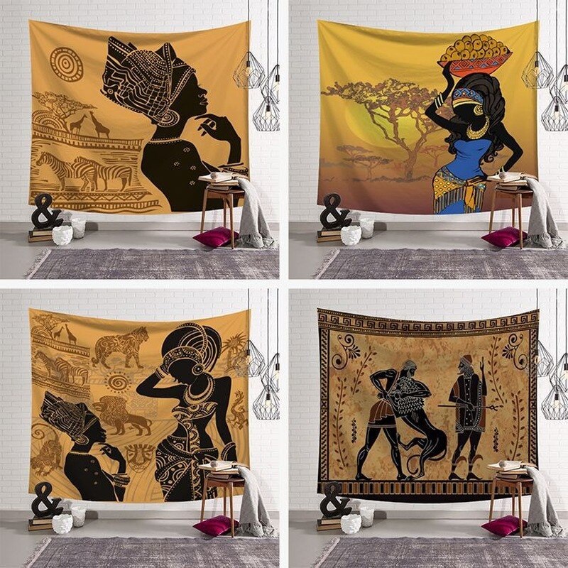 African woman hanging cloth Home decoration tapestry Living room wall hanging Bedroom bedside decoration background cloth95*73cm
