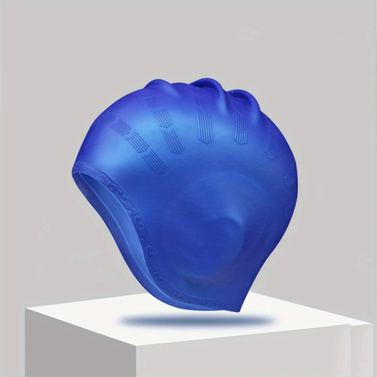 Duurzame Siliconen Badmuts Met Oorzakken Voor Volwassenen En Tieners-Beschermt Lang Haar En Zorgt Voor Een Hoge Elasticiteit: Blauw