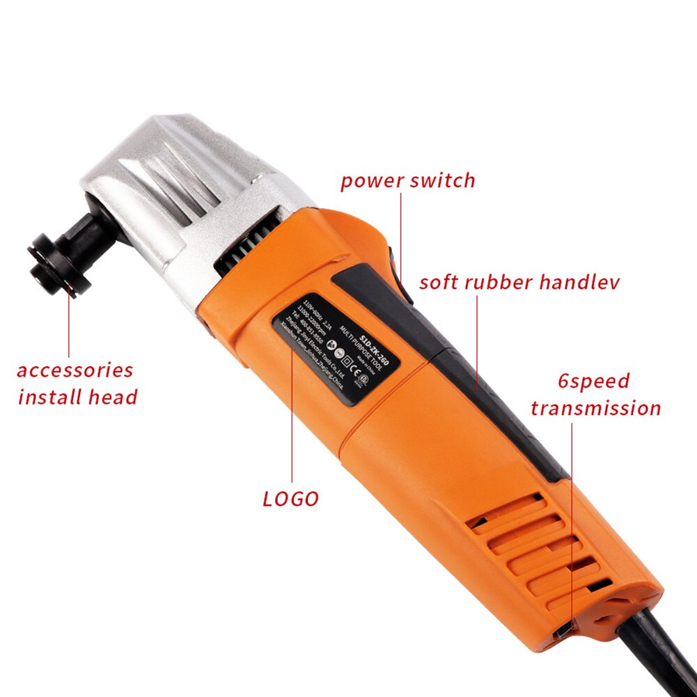 11000-22000rpm Electric Woodworking Oscillating Multi Tool Trimmer Grout Removal Cutting Sanding 6 Variable Speeds Pure Copper