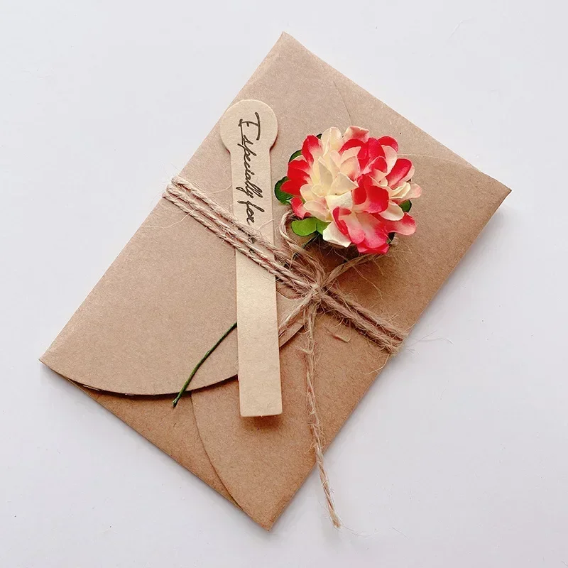 5pcs Mini Flower Envelopes with Paper Card Vintage Envelopes DIY Kawaii Christmas Party Postcards Invitation Cards Cover: green