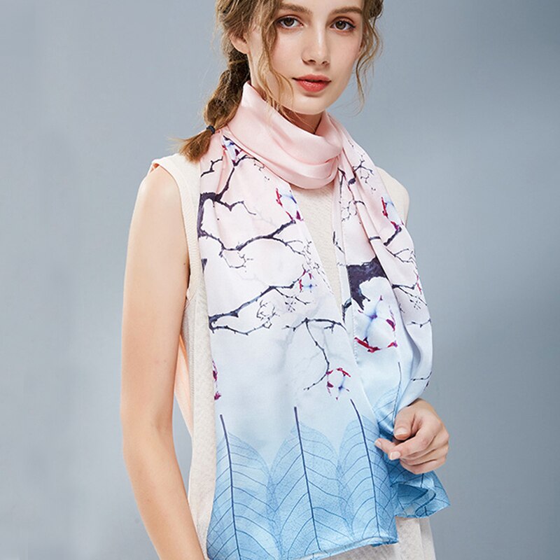 100% reine Seide Schal Damen Luxus Echt die Seide wickelt für Frauen drucken Tücher Foulard Femme Natürliche Seide schals