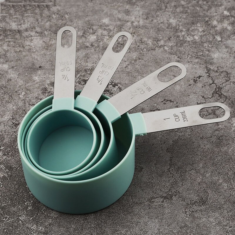 4Pcs Maatbekers En Lepels Set Plastic Meet Cups Nauwkeurige Maatlepels Met Rvs Handvat Voor Droge Liquid
