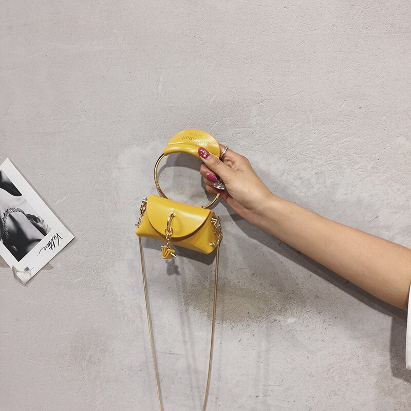 Dames mini tote bag zomer leren dames handtas ketting schoudertas messenger bag bolsos mujer: 13 cm geel