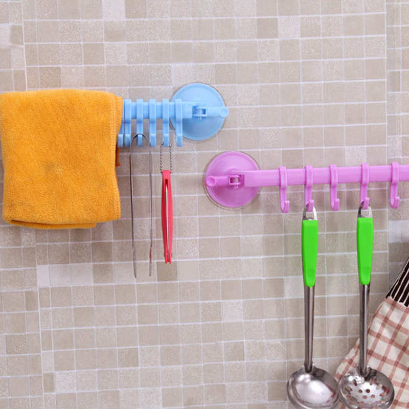 Verstelbare Haak Rack Dubbele Zuignap Handdoekenrek Keuken Opknoping Rack Haak Houders Slot Type Sucker Haak Badkamer Handdoekenrek