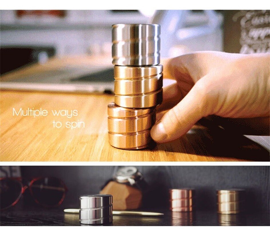 40mm Metal Spinning Top Aluminum Kinetic Spinning Desk Toy Silent Hypnotic Adult Office Pressure Fidget Relief