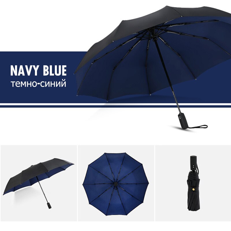 Double Layer Resistant Umbrella 10K Strong Windproof Automatic Rain Women Luxury Business Male Large Umbrellas Parasol: blue