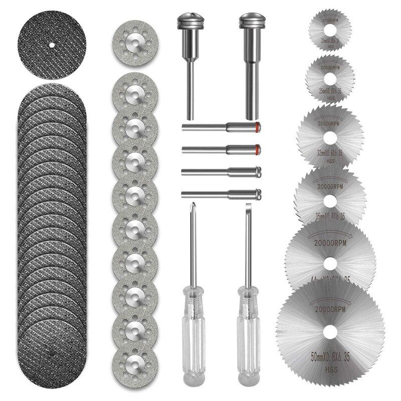 36Pcs Cutting Wheel Set Voor Rotary Tool, Hss Circulaire Zaagbladen 6 Stuks, hars Slijpschijven 20Pcs Diamond Snijden Wielen 10Psc Wi