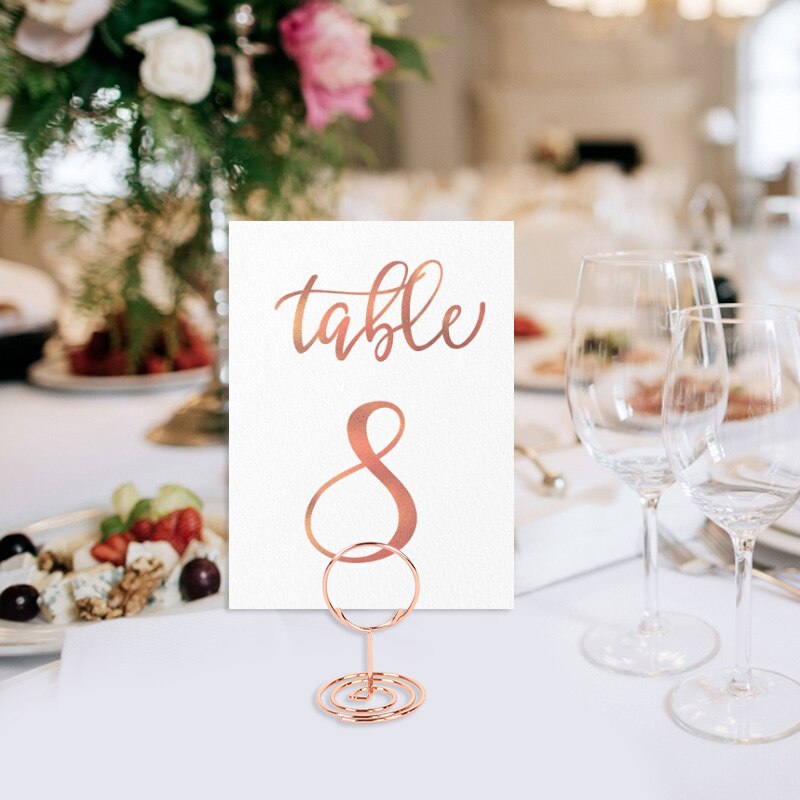 10 Uds. Portatarjetas de Metal, soportes con Clip para fotos, mesa de boda, número, nombre, soporte para letrero para boda, de cumpleaños, decoración del hogar