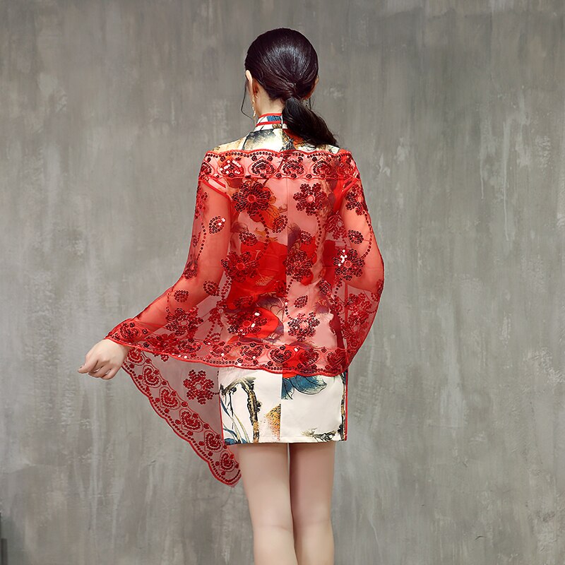 Pailletter bolero kvinder scalf sommer efterår kapper til aften fest kjoler