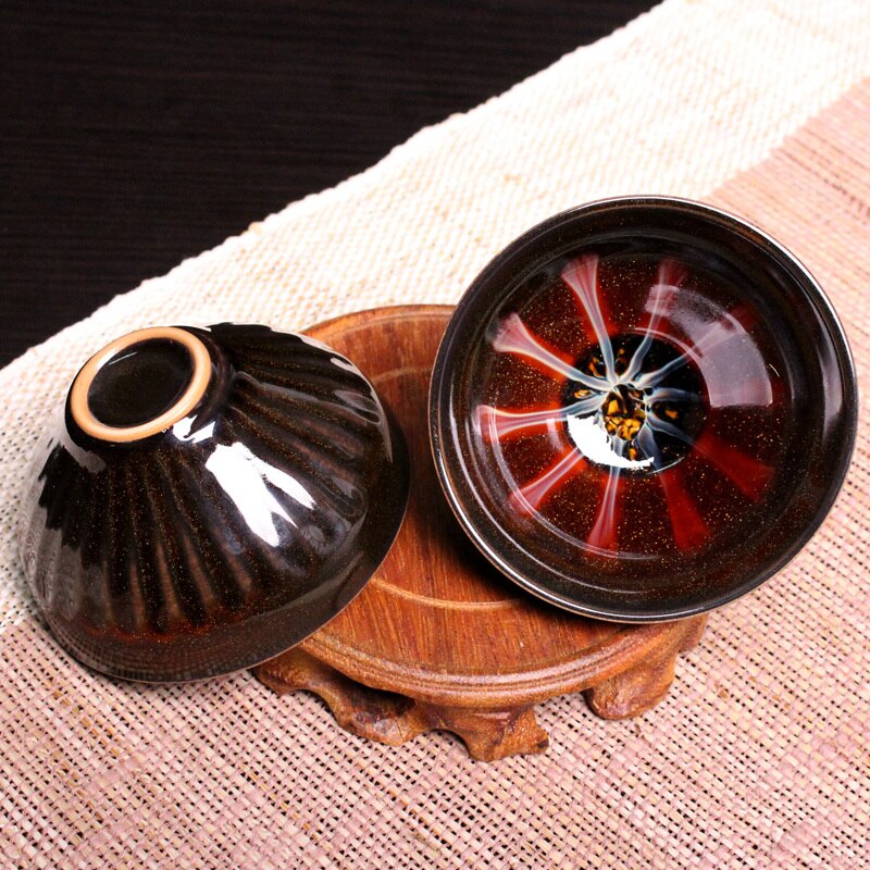 Taza de Té de Cerámica Hecha a Mano - Acabado Crackle Glaze - Vajilla Ecológica de Barro: Taza Rica 100ml