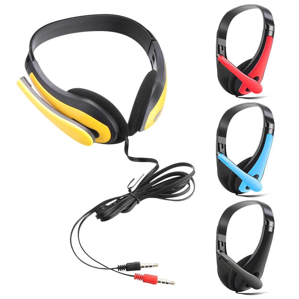 3.5mm stereo gaming headset hoofd hoofdtelefoon bas met microfoons ruisonderdrukking voor computer telefoon dubbele/enkele stekker