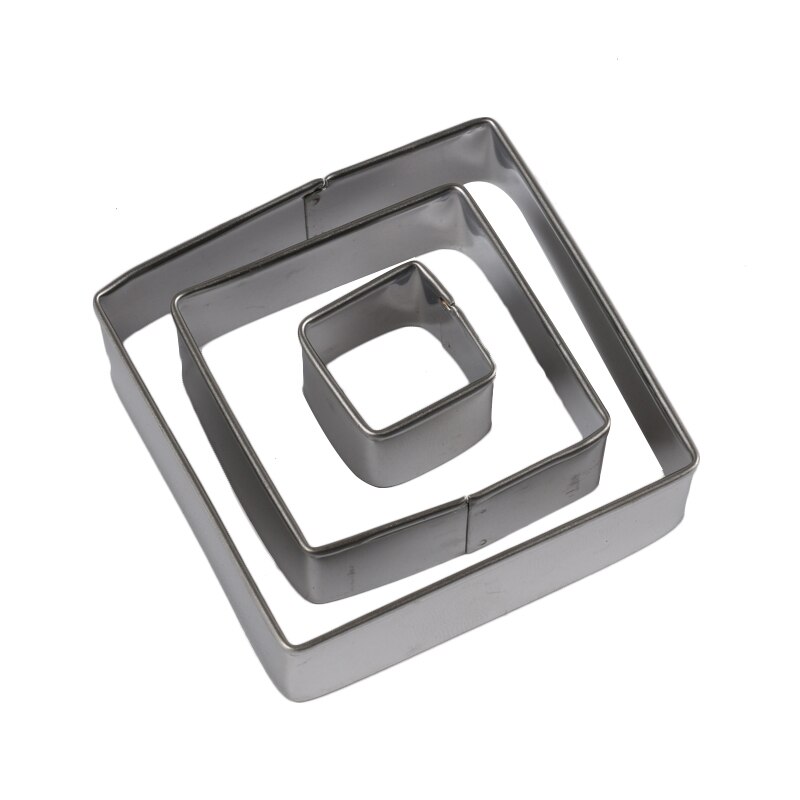 3Pcs/Set Plaque Cutter Cookies Frame Cake Oval Square Rectangle Fancy Stainless Mold
