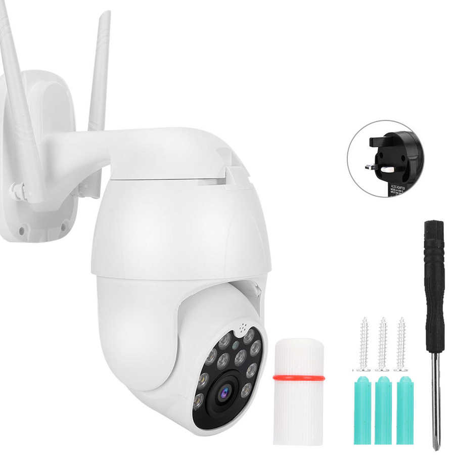 PTZ Camera Wifi Camera 2in Outdoor WiFi Pan Tilt Dome IP Camera 1080P Dual Light Source Work with YOOSEE 110-240V Waterproof: British regulatory