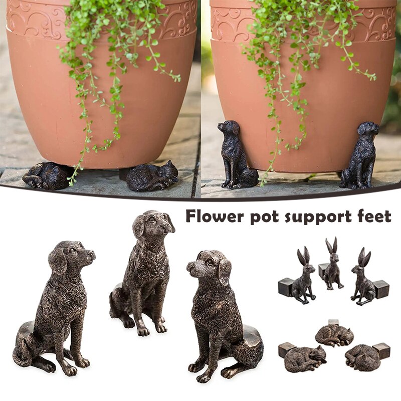 3 stücke Blumentopf Fuß Hund/katze/kaninchen Statue Blumentopf Pflanzer Fuß Topf Unterstützung Fuß handgefertigt Garten dekoration EL