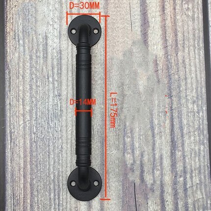 1 piece Barn Door Handle Iron Cabinet Handle and Industry Knobs Black Metal Door Handle Retro American Countryside: 7