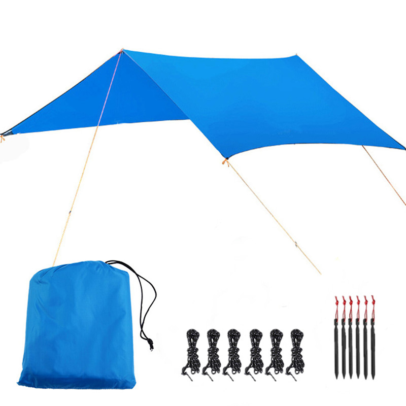 Lona impermeável da barraca da mosca da chuva da rede, proteção uv e plutônio 3000mm impermeável, leve para acampar, e aventura exterior: Blue