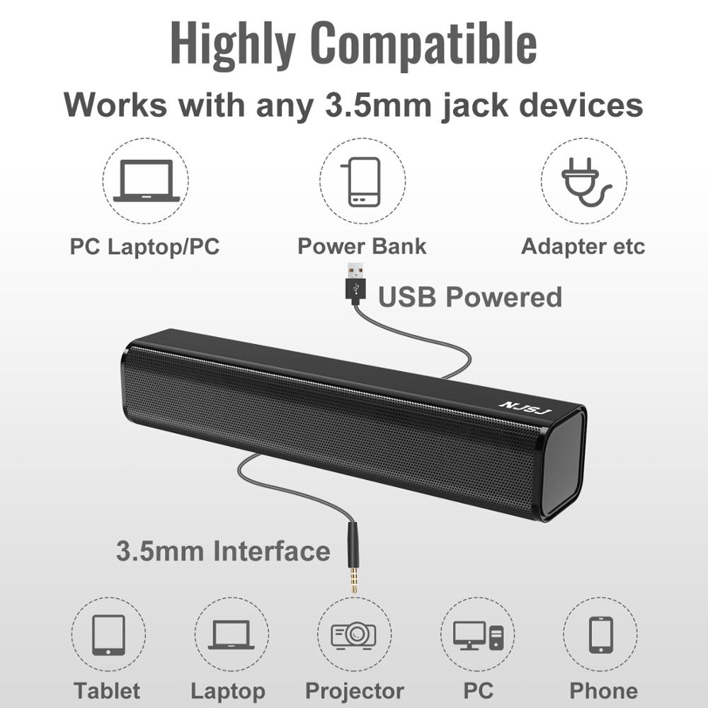 NJSJ wireless computer stereo speakers for laptop