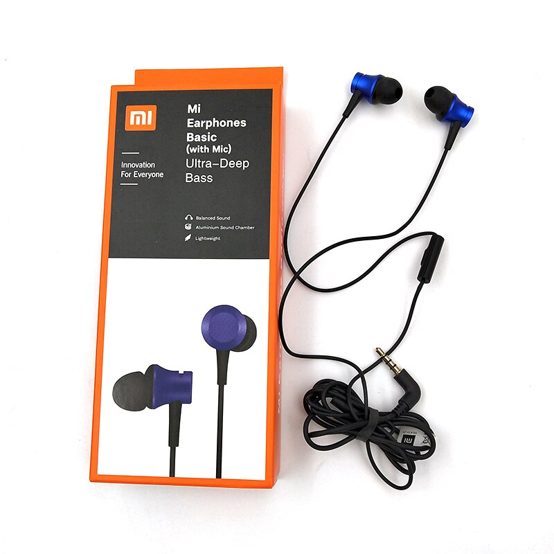 För xiaomi piston 3 hörlurar mi fresh 3.5mm in-ear hörlurar med mikrofon för mi  cc9 note 10 lite poco  f1 f2 pro redmi note 8t 9c: Blå