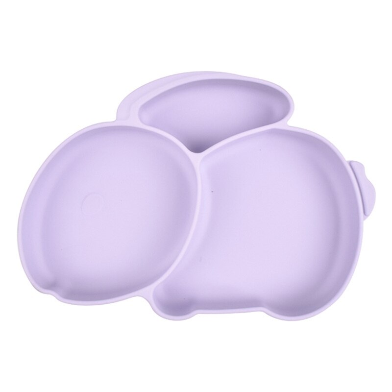 Baby Suction Bowl Divided Dinner Plate Infants Learning Feeding Dish Non-toxic BPA-Free Silicone Solid Color Cute Cartoon: Y2