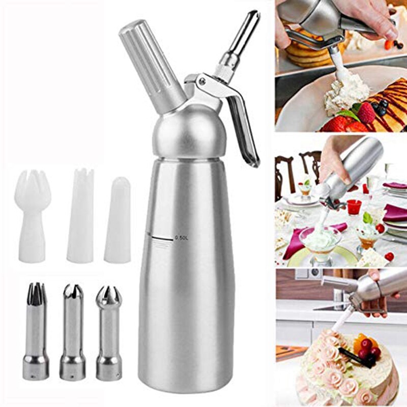 Whipped Cream Dispenser Stainless Steel 500ML Capacity Canister Homemade Whipped Cream Maker