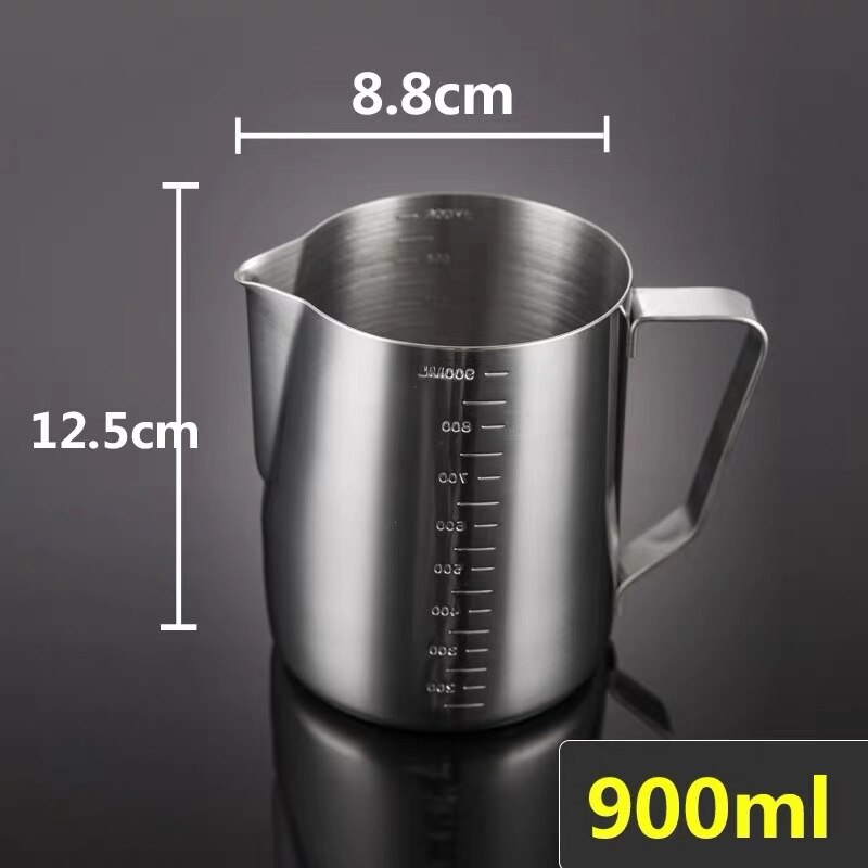 Taza medidora creativa de gran capacidad de acero inoxidable con escala, taza de café Espresso para oficina, jarra de leche Latte, utensilios de cocina para hornear: 900ml