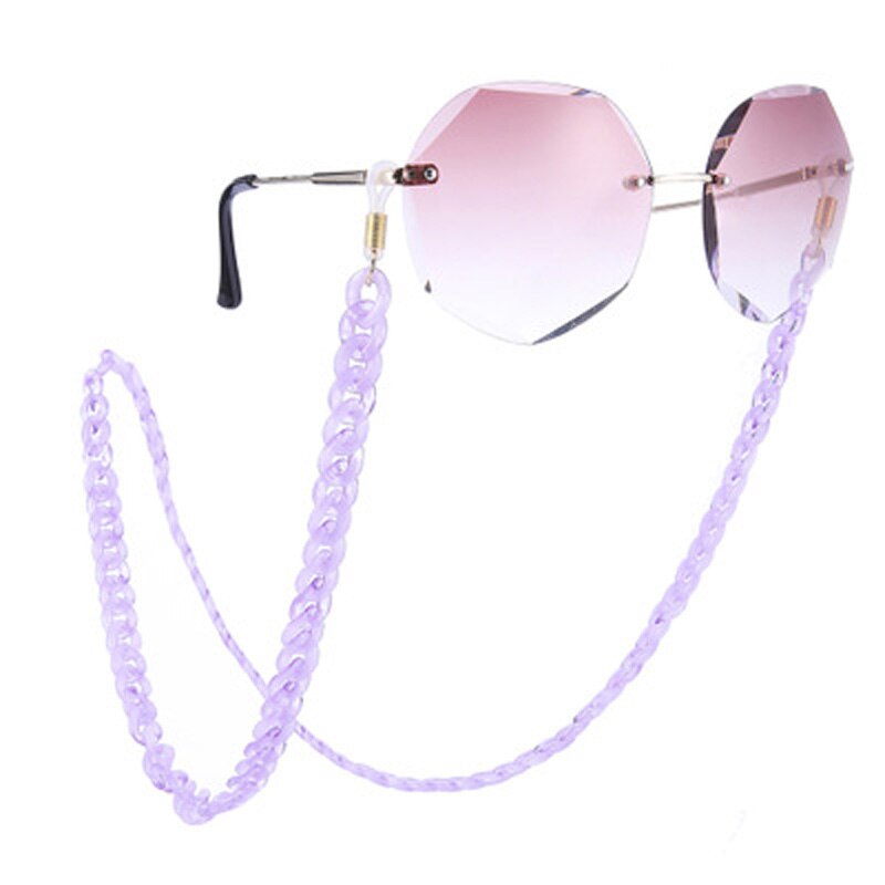 Glasses Chain Alligator Clip Crystal Sunglasses Glasses Lanyard Mask Glasses Chain Dual-use Personality Handmad: purple