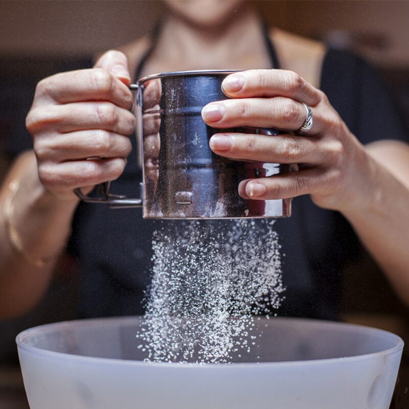 Edelstahl Gittergewebe Mehl Sichter Mechanische Backen Gebäck Werkzeuge zurück Glasur Shaker Sieb Tasse bilden Backformen