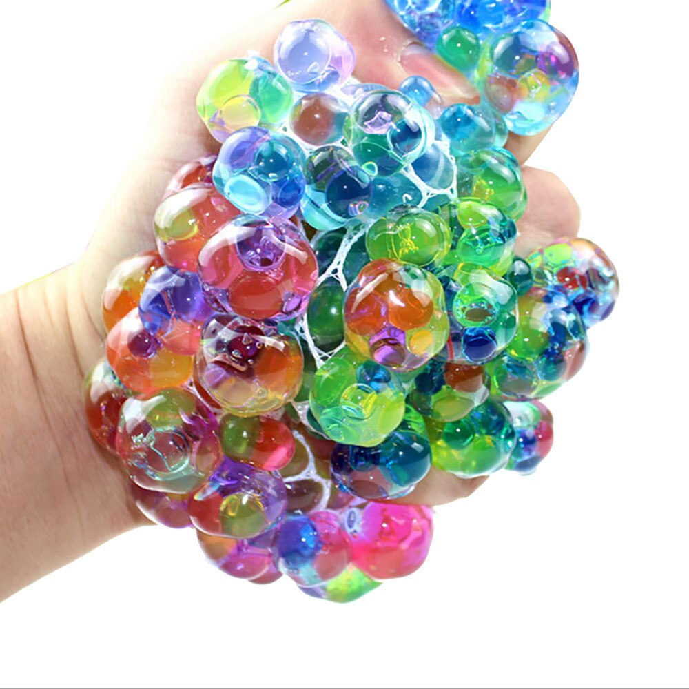 1PC Lustige Anti-betonen squishy Regenbogen Gittergewebe Ball betonen glühend quetschen Trauben Spielzeug Angst Linderung betonen Ball Dekompression spielzeug