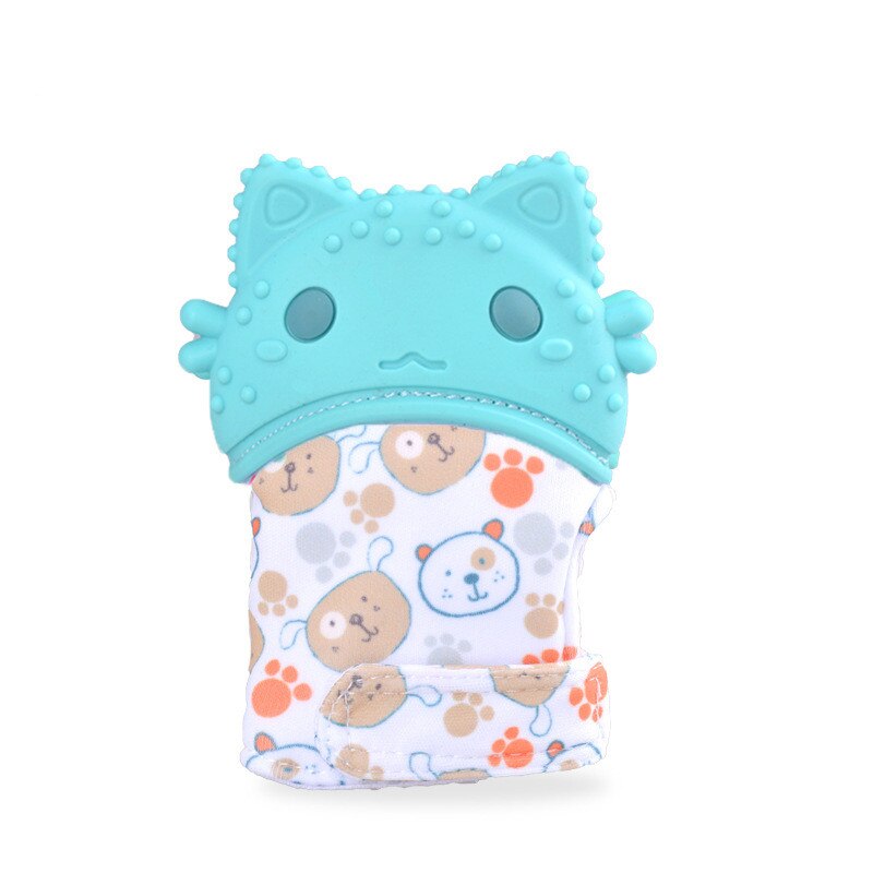 Baby Siliconen Wanten Tandjes Mitten Handschoen Geluid Anti-bite Bijtring Peuter Chewable Verpleging Wanten Bijtring Duim Speelgoed: Baby Teether 3