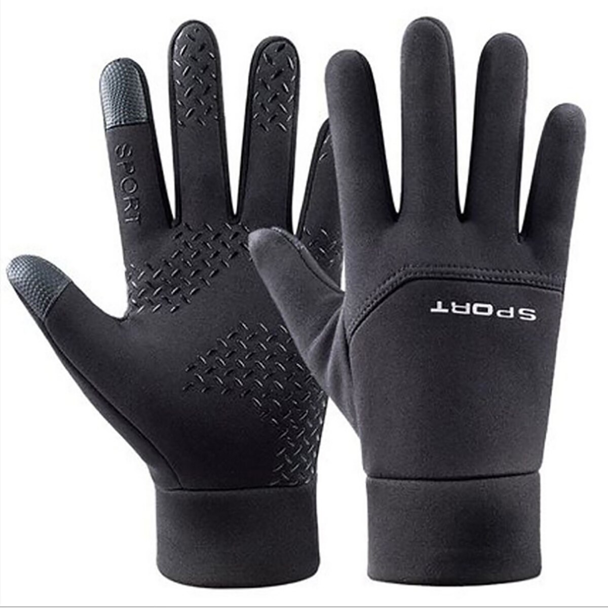 Warm in Autumn and Winter Plush Touch Screen Waterproof Riding Skiing Cold Proof and Anti-Skid Exposed Fingers Men's Glove: 1