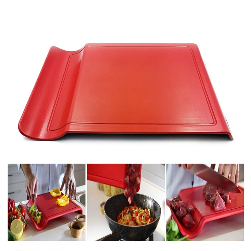 W3JA Multifunctional U-Shaped Cutting Board with Grooves Thicken Plastic Smart Non-Slip Meat Fruit Vegetable Chopping Plate