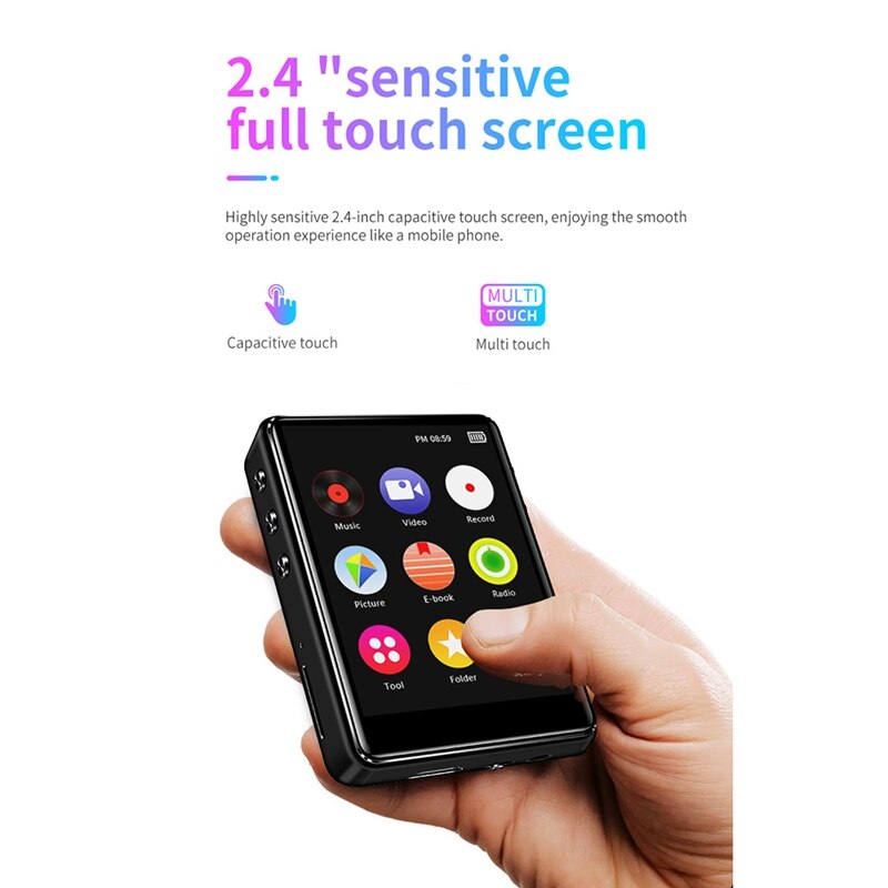 X62 fulle sn  mp3 spillere bluetooth 5.0 hifi musikkspiller student ultra tynn loseless o spiller usb 2.0 8g svart