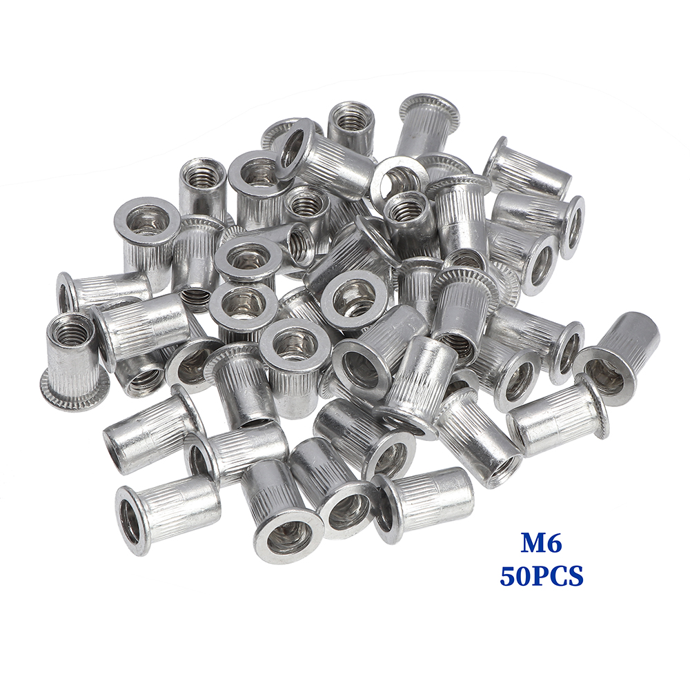 300Pcs M3 M4 M6 M8 M10 Flat Head Rivet Nuts Set Aluminum Alloy Rivet Nuts Nut Insert Riveting Set Rivet Nut Tool