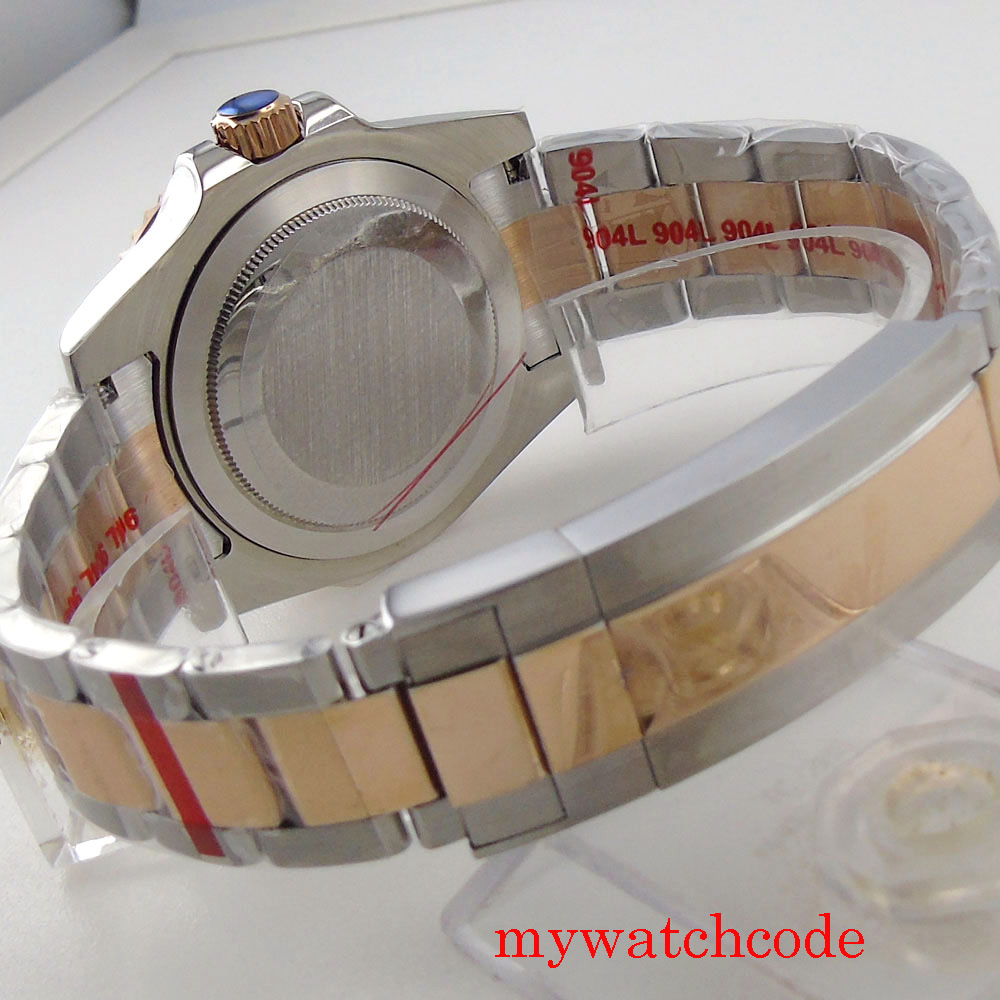 Caja de reloj de buceo sub resistente al agua de 20bar, parte trasera de cristal, oro rosa plateado para movimiento NH34 NH35 NH36 NH37 NH38 NH39