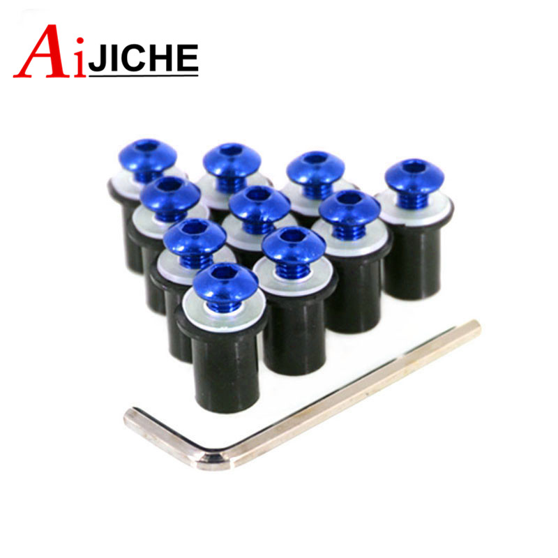 Boulons de pare-brise de moto, Kit de fixation d'écrou à vis M5 5mm 10 pièces pour HONDA CBR 600 RR/F4i/F4 VFR 800 Steed 1000RR CB1000R CRF250L: MULTI