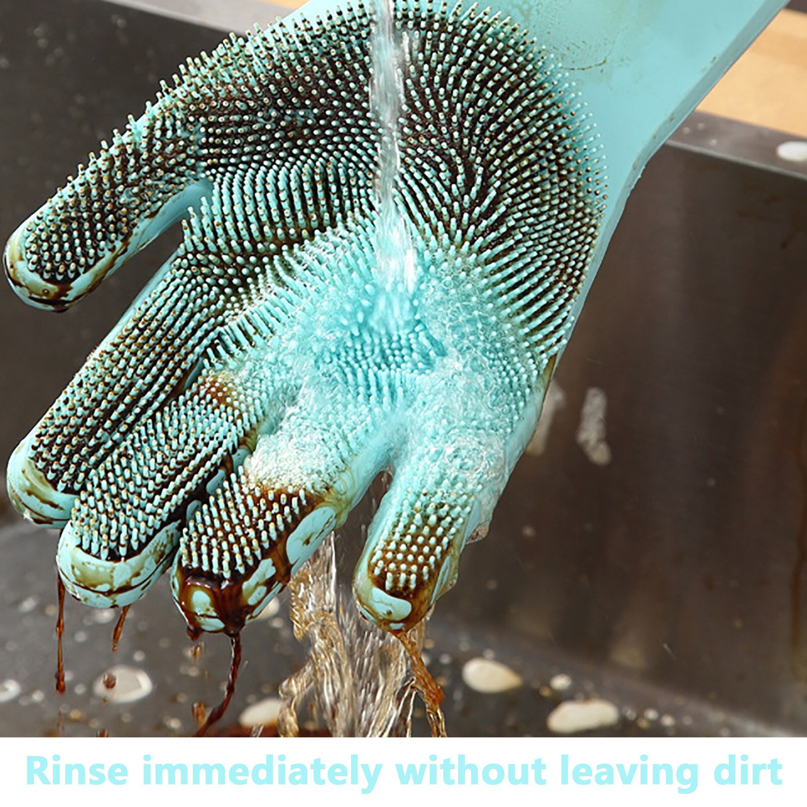 1 para rękawice silikonowe zmywanie naczyń kuchnia płuczka gąbka robić mycia naczyń gumowe szorowanie czyszczenie rękawice robić mycia narzędzi przyrząd kuchenny