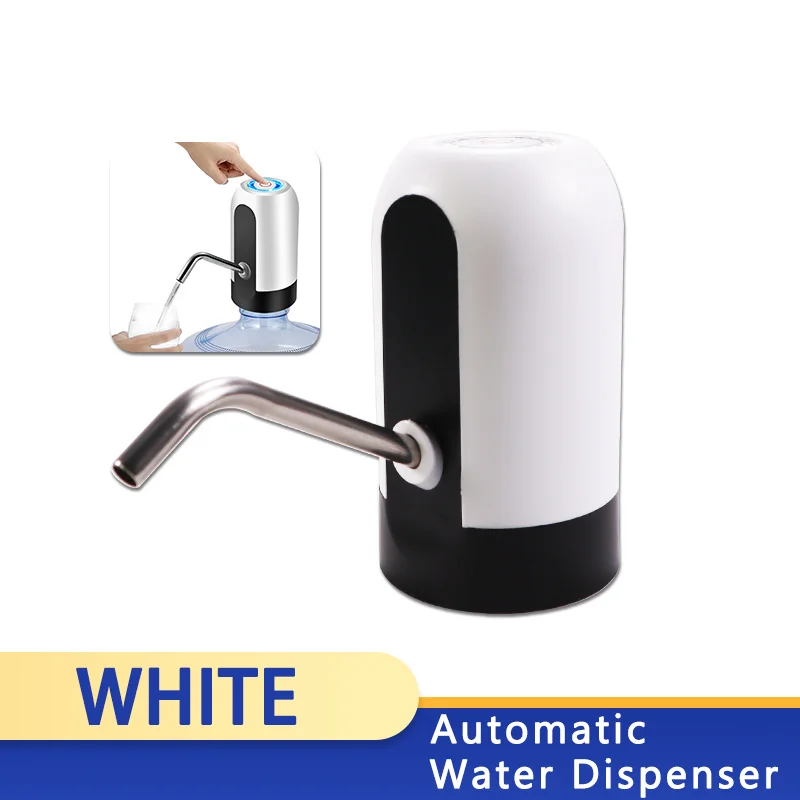 Bottle Pump USB Charging Automatic Electric Water Dispenser Pump One Click Auto Switch Drinking Dispenser: WHITE