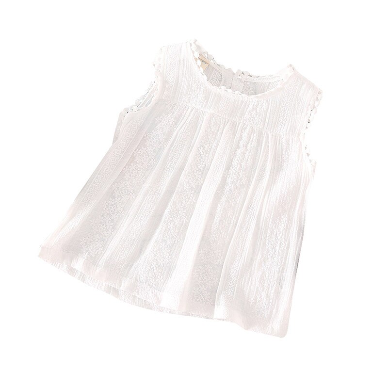 Babymeisjes blouse zomer katoenen mouwloze tops kinderblouse bloemenprint casual kinderkleding 1-6t: Wit / 5t