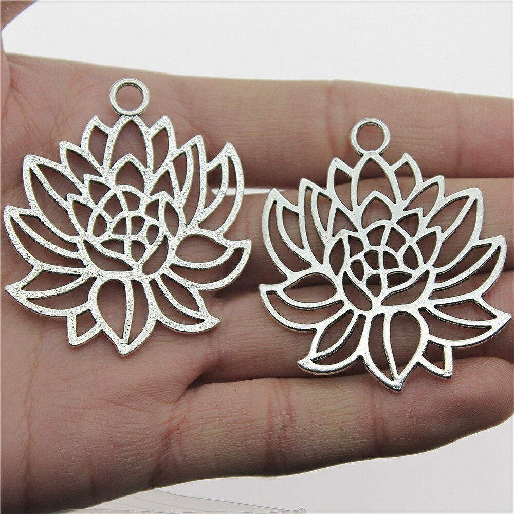 20 piezas cabeza de flor de loto meditación colgantes de Yoga para fabricación de joyería DIY artesanía hecha a mano: Rosa