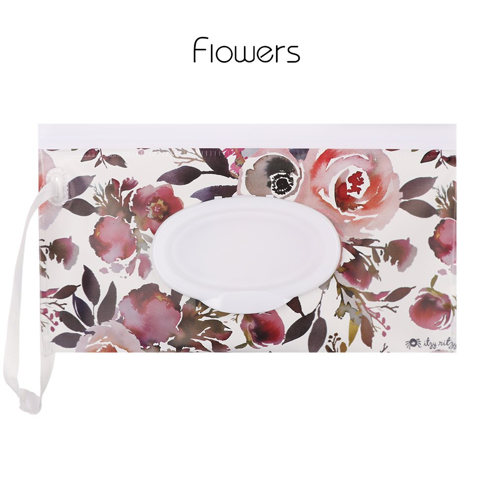 Draagbare Natte Doekjes Tas Eco-vriendelijke Zelfdichtende Snap-Strap Extractie Hand-Held Cosmetische Pouch Tissue Zak Reiniging levert: flowers