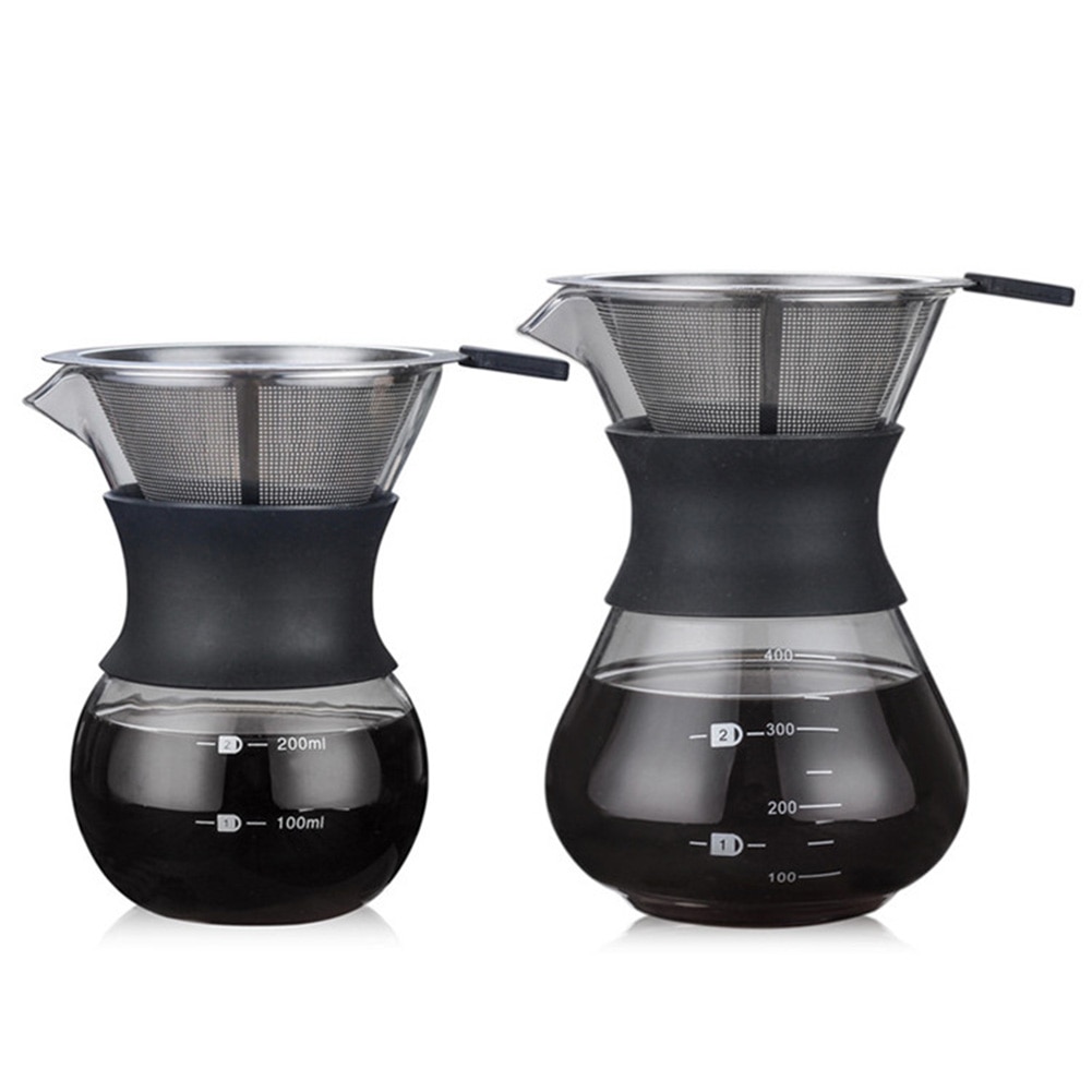 200 ml/400 ml Thicken Slip Glas Koffie Pot met Handvat Espresso Water Infuus Koffiezetapparaat Herbruikbare Koffie Thee filter Gereedschap