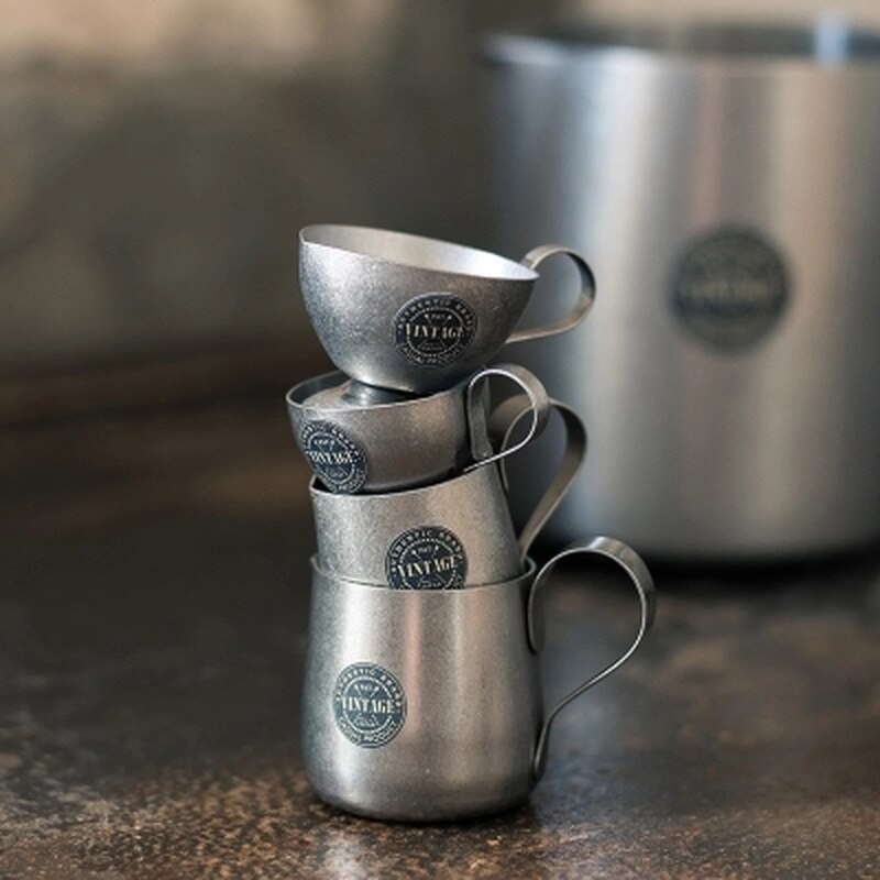 Hemliv i japansk stil retro kaffekanna mjölkkopp mjölkcylinder rostfritt stål matt kontorsklubbkaffeverktyg