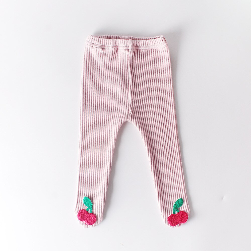 Katoen Geribbelde Panty Meisjes Kousen Leuke Cherry Panty Peuter Meisjes Panty Baby Meisje Stocking Peuter Knit Leggings Panty: Roze / 73cm  6-9m