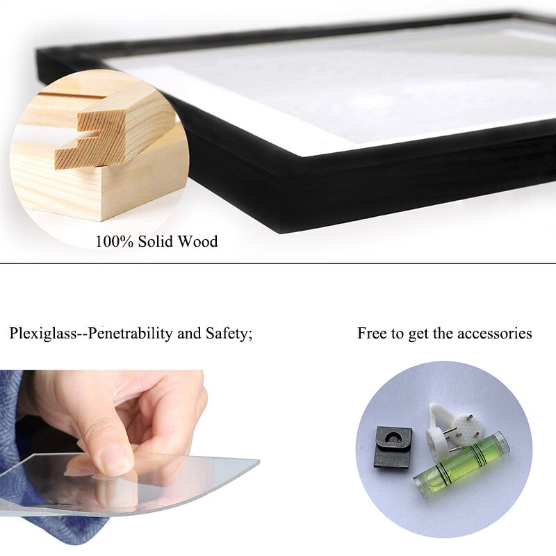 Wooden Frame A4 A3 Black White Nature Solid Simple Picture Photo Frame with Mats for Wall Mounting Hardware Included