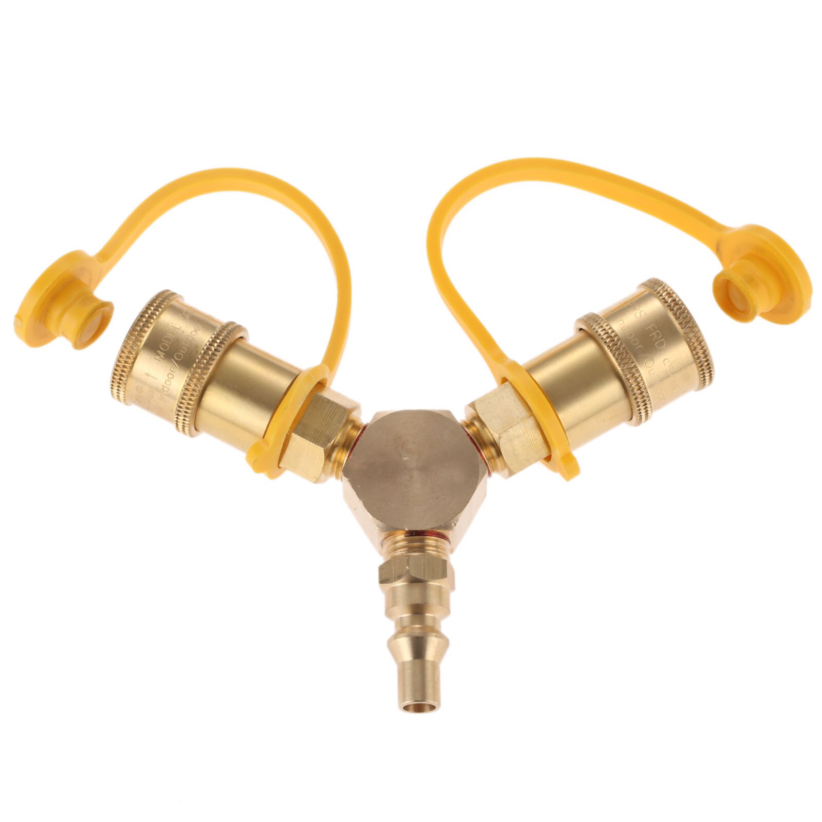 1/4inch RV Propane Quick Connect 2-way Y Splitter Adapter RV Trailer Heavy-duty Solid Brass Hose Joint Motorhome Tabletop Grill