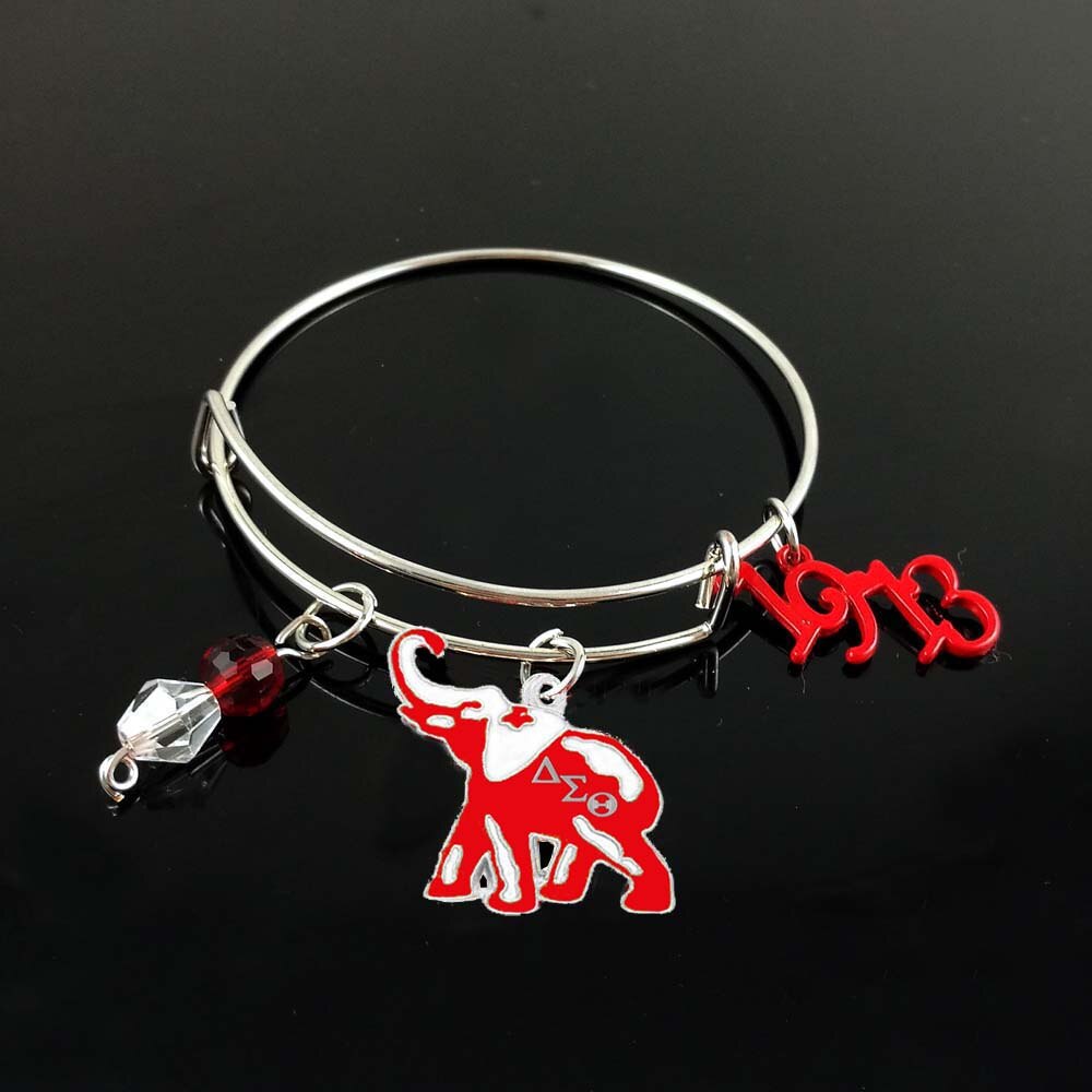 Rode Olifant 316L Rvs Vrouwen Sieraden Crystal Kralen Bangle Armbanden Voor Vrouwen: red W  silver