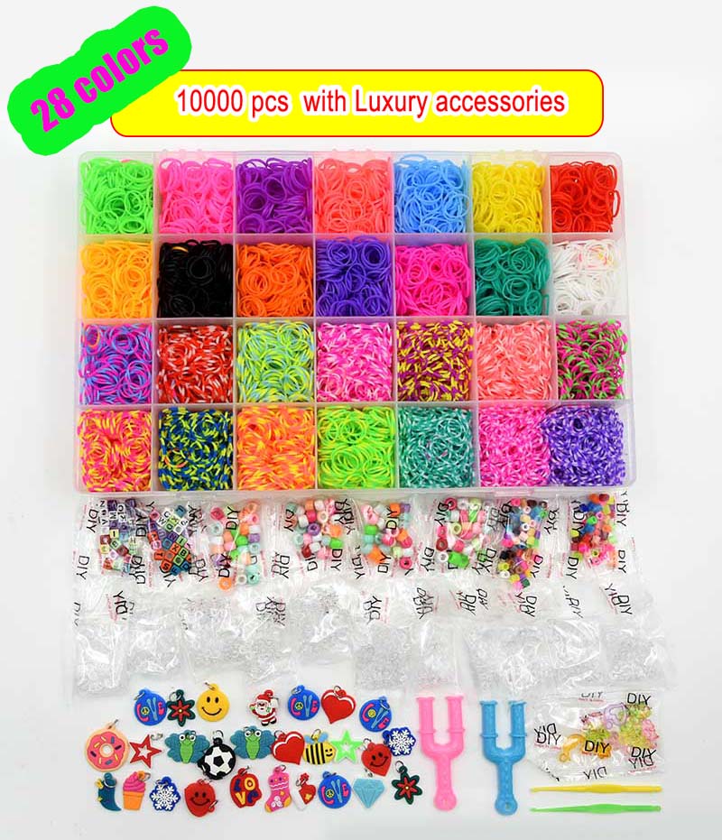 Box Packed! Rubber Bands Weaving Set DIY Toys Loom Craft Kid Bracelet Braid Silicone Elastic Weave Bands for Girls: Yellow