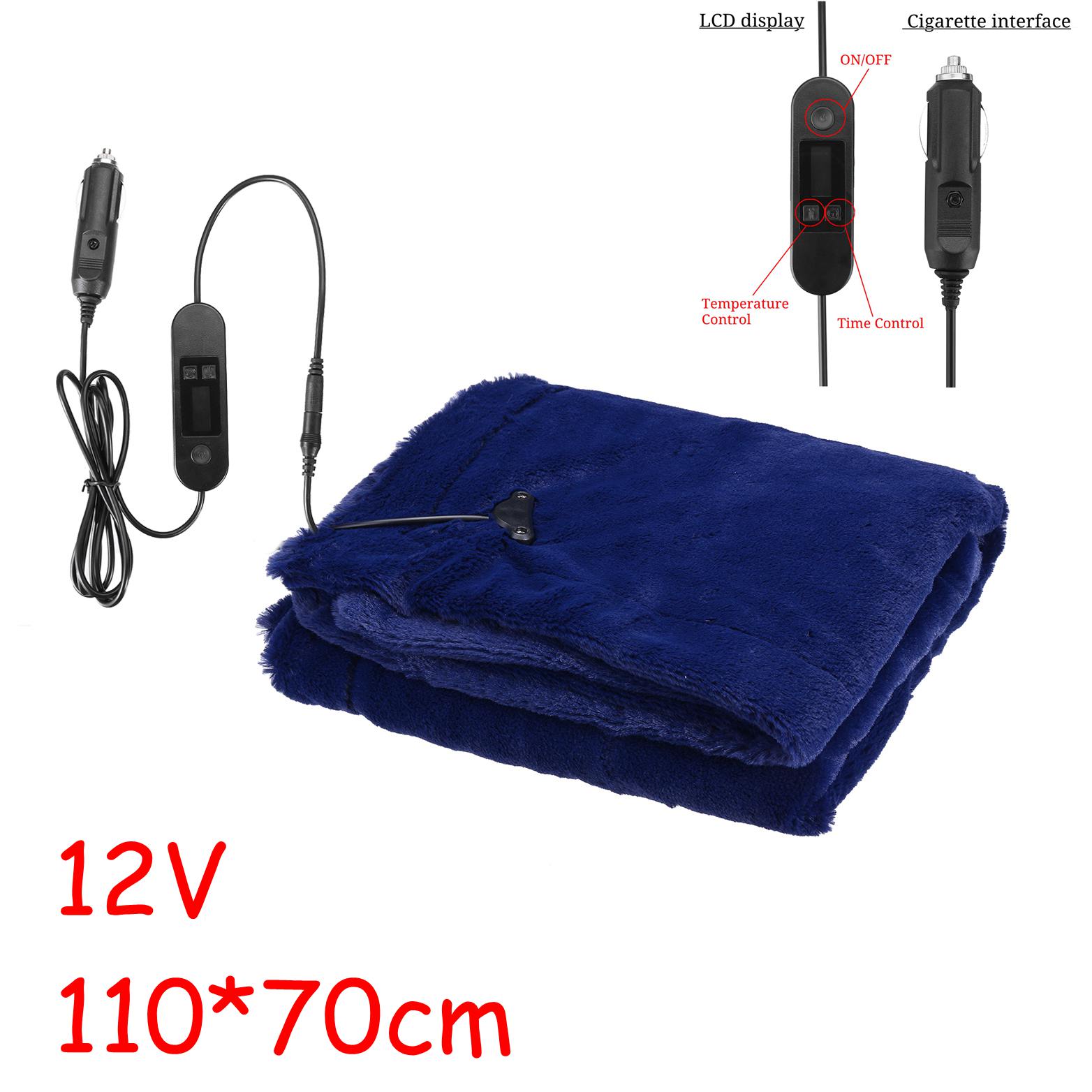 145x 100cm 150150*1 100cm Auto Heizung Decke Winter Beheizt 12V/24V Warme Auto elektrische Vlies Decke Für Auto Konstante Temperatur: 110x70cm 12V  Blau