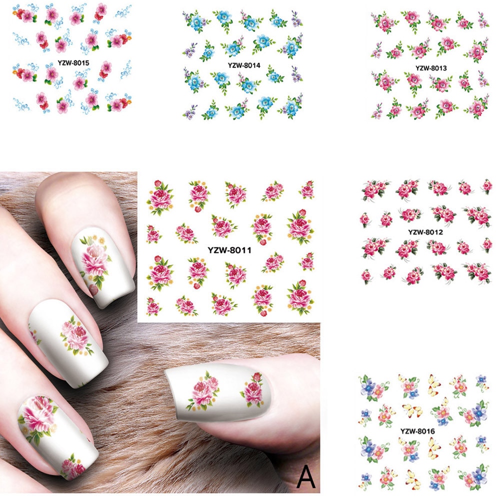 1 Pc 3D Nail Applique Watermerk Patroon Nagel Terug Lijm Sticker Nail Art Nail Art Decoratie Nail Decal Sticker Gereedschap
